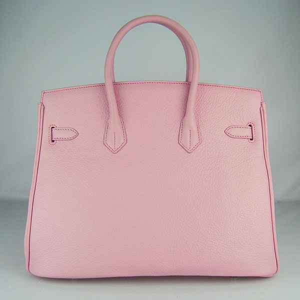 High Quality Fake Hermes 35CM Embossed Veins Leather Bag Pink 6089 - Click Image to Close